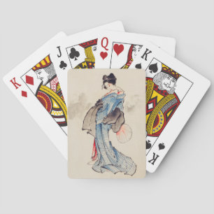 Jeu De Cartes Japonaise vintage Art Blue Woman