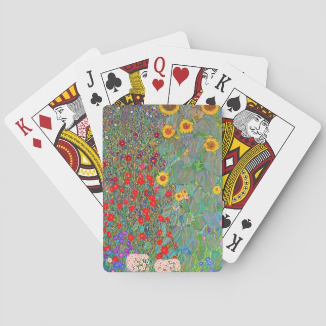 Jeu De Cartes Jardin agricole de Gustav Klimt avec tournesols (dos)