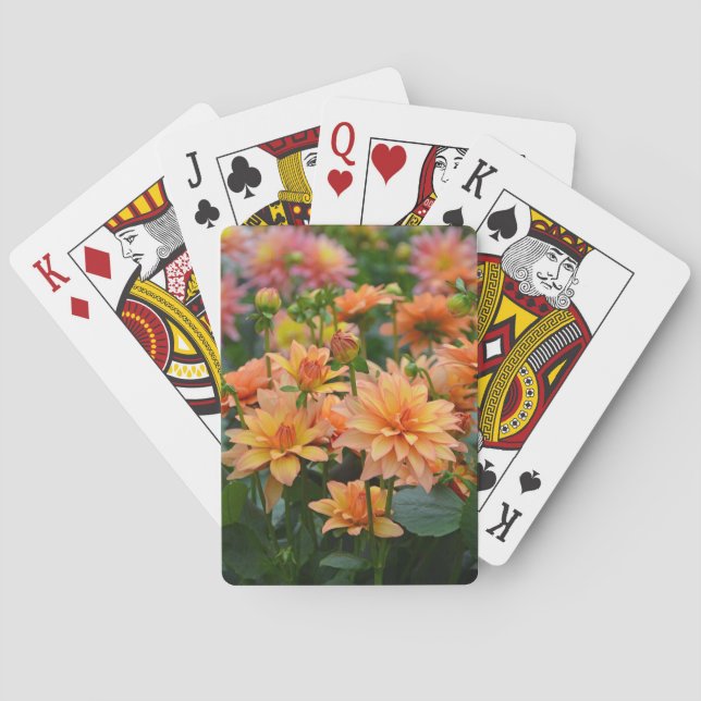 Jeu De Cartes Jardin fleuri de dahlia orange (dos)