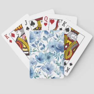 Jeu De Cartes Jardin Floral Aquarelle Botanique Bleu