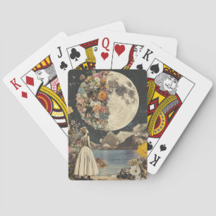 Jeu De Cartes Jardin Floral Suréaliste de Lune Sépia Vintage