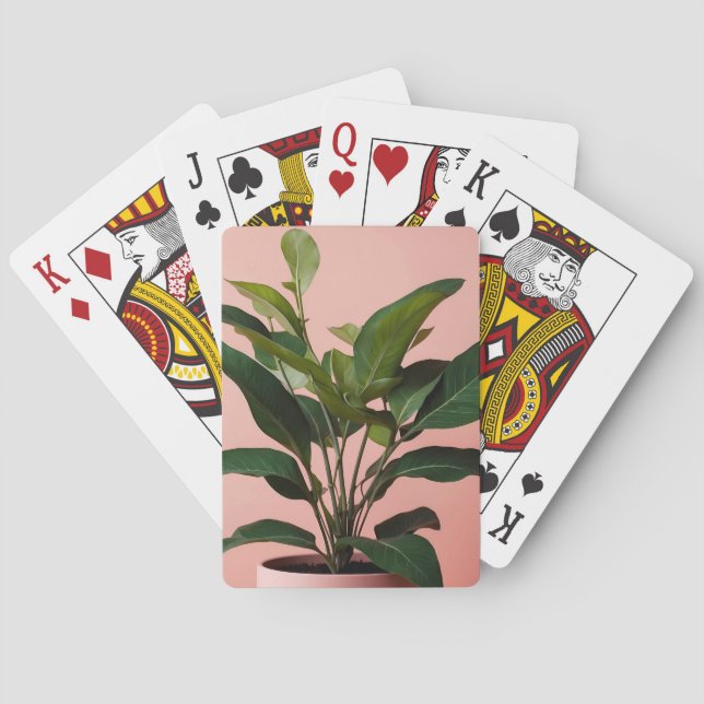 Jeu De Cartes Jardinage minimal Plante rose et vert (dos)