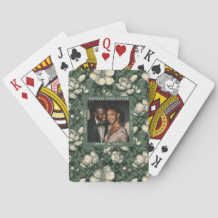 Jeu De Cartes Jardinées de Gardenias Vert Coloré Mariage Minimal