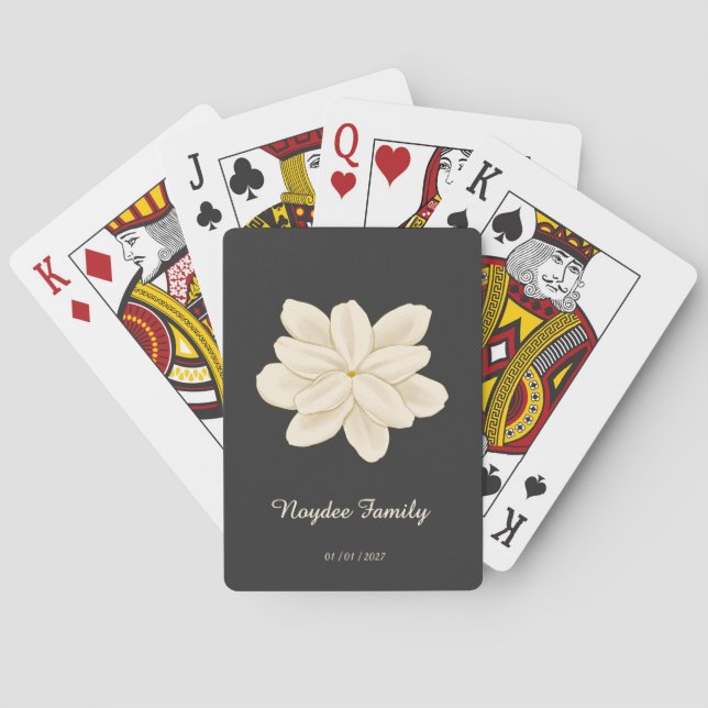 Jeu De Cartes Jasmine White Flower Nom Élégant (dos)