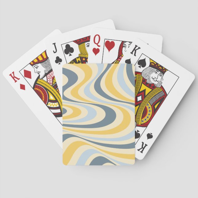 Jeu De Cartes Jaune et bleu abstrait design tourbillon (dos)