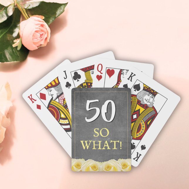 Jeu De Cartes Jaune Rose Chalkboard drôle 50e anniversaire (Créateur téléchargé)