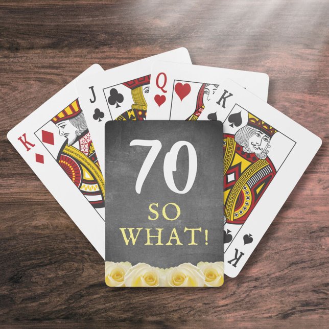 Jeu De Cartes Jaune Rose Chalkboard Floral 70e anniversaire (Créateur téléchargé)