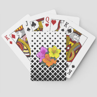 Jeu De Cartes Jaune rose orange Fleurs Noir Blanc Graphique