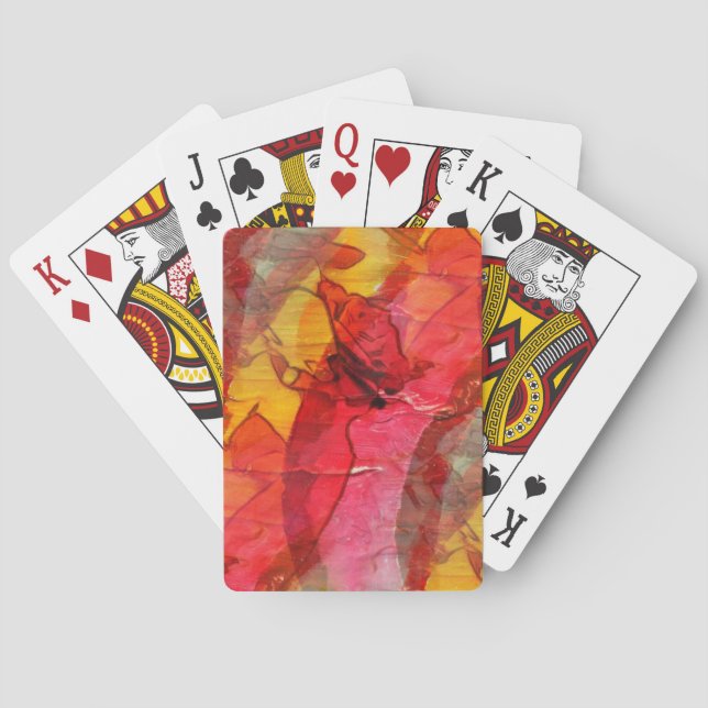 Jeu De Cartes Jaune rouge d'art d'aquarelle (dos)