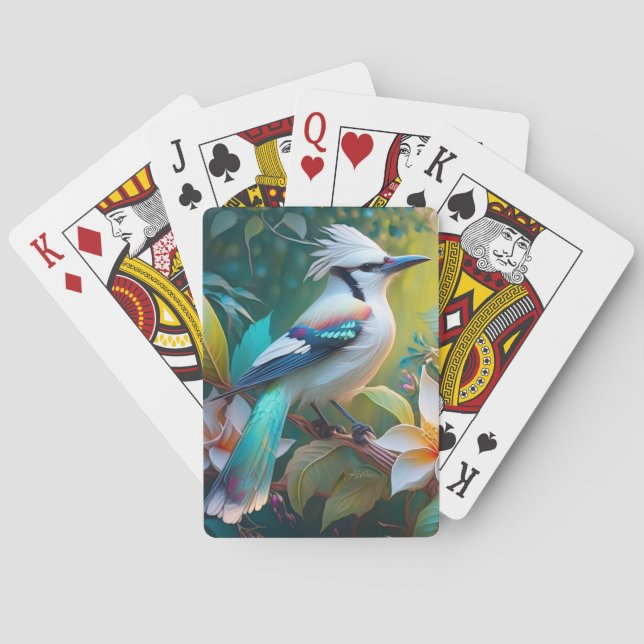 Jeu De Cartes Jay à ailes Turquoises en berceau (dos)