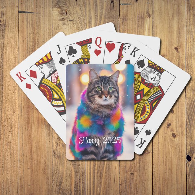 Jeu De Cartes Jazzy Kitty en manteau de fourrure - Joyeux 2025 (Créateur téléchargé)