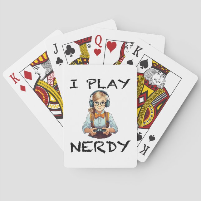 Jeu De Cartes Je joue à la fille de joueur de nerdy (dos)