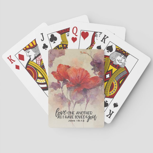 Jeu De Cartes Jean 15:12 Aimez-Vous Une Autre Bible Verse Rouge  (dos)