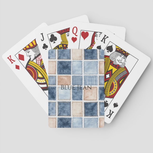 Jeu De Cartes Jean bleu en denim de crème factice (dos)