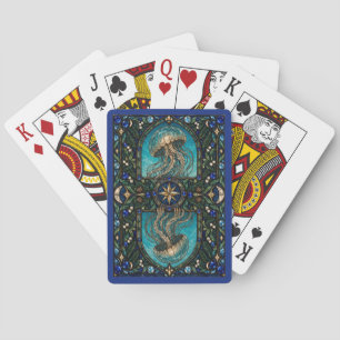 Jeu De Cartes Jellyfish, Verre de Couleur Ciel Turquoise