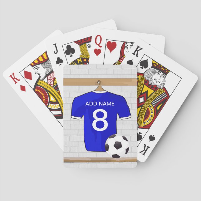 Jeu De Cartes Jersey de football bleu blanc personnalisé (dos)