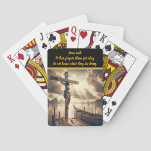 Jeu De Cartes Jésus accroché à la croix au-dessus d'un lac