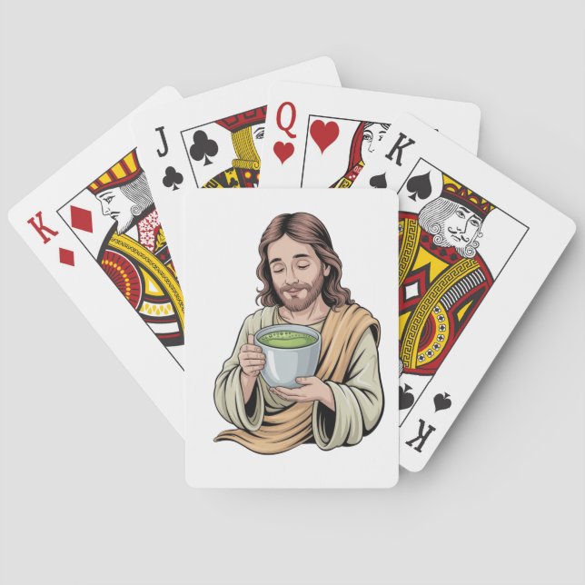 Jeu De Cartes Jésus buvant un matcha chrétien  (dos)