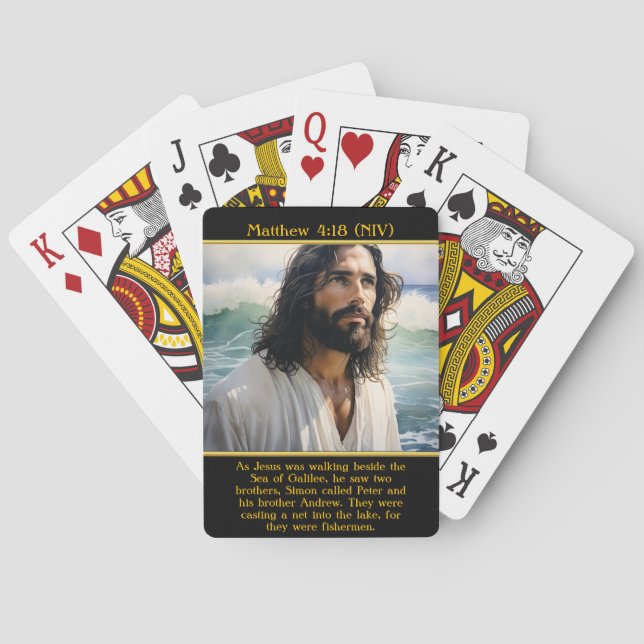 Jeu De Cartes Jésus contemple les vagues océaniques pacifiques (dos)