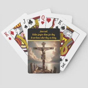 Jeu De Cartes Jésus Crucifié Au-Dessus De La Scène De L'Eau Paci