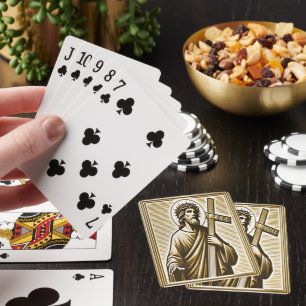 Jeu De Cartes Jésus embrasse la Croix d'Or avec compassion