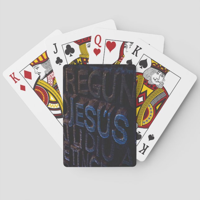 Jeu De Cartes Jésus en Pierre Bleue Chrétien Dieu Amour (dos)