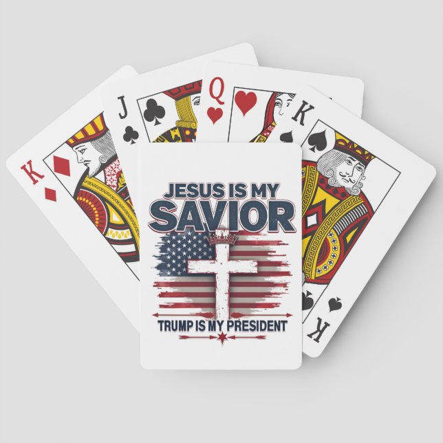 Jeu De Cartes Jésus est mon sauveur Trump est mon président drôl (dos)