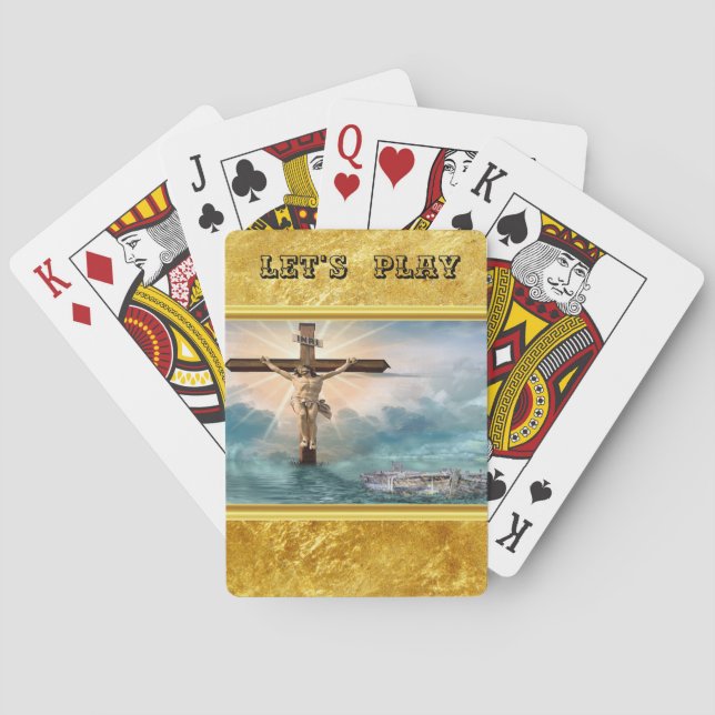 Jeu De Cartes Jésus suspendu à une croix de crucifixion chrétien (dos)