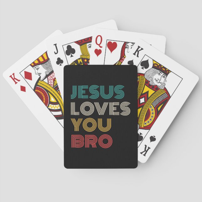 Jeu De Cartes Jésus Vous Aime Bro, Drôle Foi Chrétienne Rétro (dos)