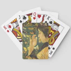 Jeu De Cartes Jeune Femme Avec De Beaux Papillons