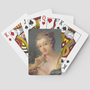 Jeu De Cartes Jeune femme avec un bouquet de roses en détail