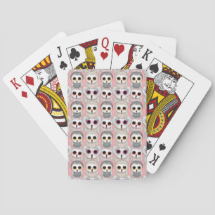 Jeu De Cartes Jeunes Hiboux sur Motif Rose