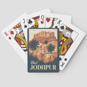 Jeu De Cartes Jodhpur Inde Illustration Voyage Art Vintage