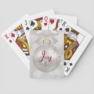 Jeu De Cartes Joie Typographie avec Elégant boule de Noël en arg