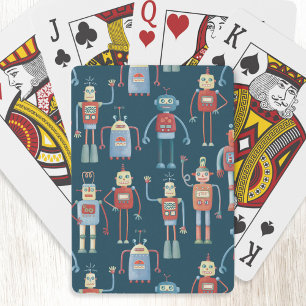 Jeu De Cartes Joli 1950s Style Rétro Robot Motif foncé