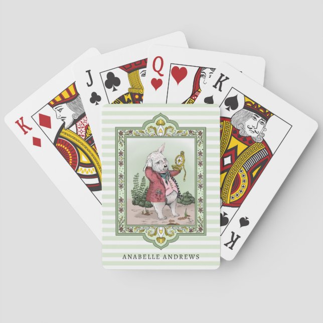 Jeu De Cartes Joli Alice au Pays des Merveilles Lapin Blanc Nom  (dos)