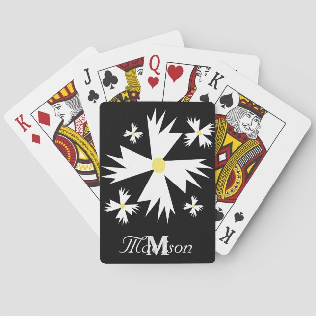 Jeu De Cartes Joli blanc Floral Daisy Geometrical Black (dos)