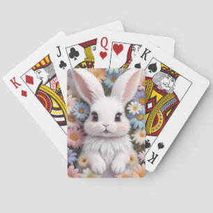 Jeu De Cartes Joli Bunny Blanc Pastel Fleurs De Marguerite