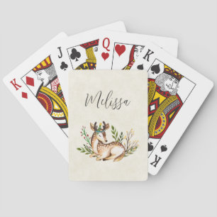 Jeu De Cartes Joli Cerf Aquarellé Posé En Bas Boho