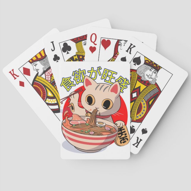 Jeu De Cartes Joli chat japonais mangeant des nouilles avec des  (dos)