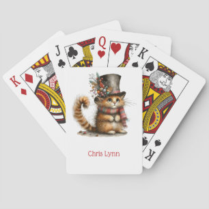 Jeu De Cartes Joli Chat Orange en Chapeau Haut de Forme Noël