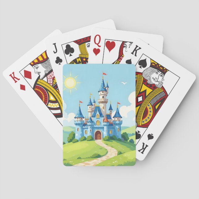 Jeu De Cartes Joli château bleu et blanc (dos)