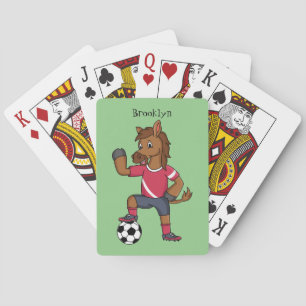 Jeu De Cartes Joli cheval drôle jouant dessin de football