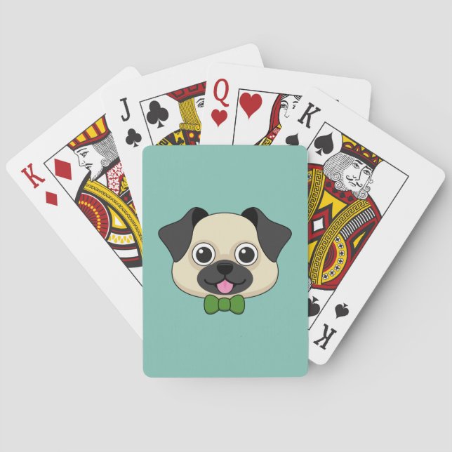 Jeu De Cartes Joli chien Carlin avec Papillon (dos)