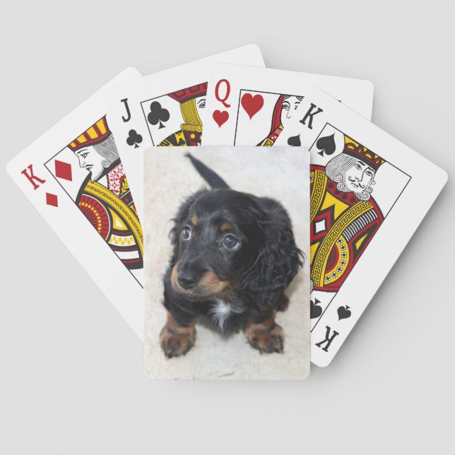 Jeu De Cartes Joli Chien chiot noir Dachshund (dos)