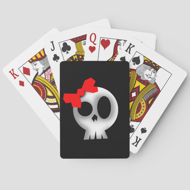 Jeu De Cartes Joli crâne avec Bow rouge (dos)