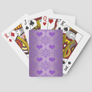 Jeu De Cartes Joli Damassé Cœurs Lavande Violet
