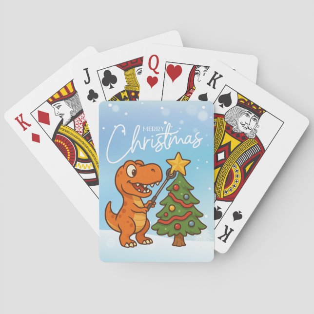 Jeu De Cartes Joli dinosaure avec sapin de Noël (dos)