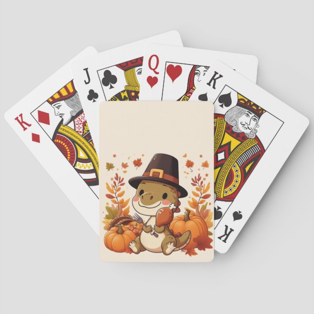 Jeu De Cartes Joli dinosaure de Thanksgiving (dos)