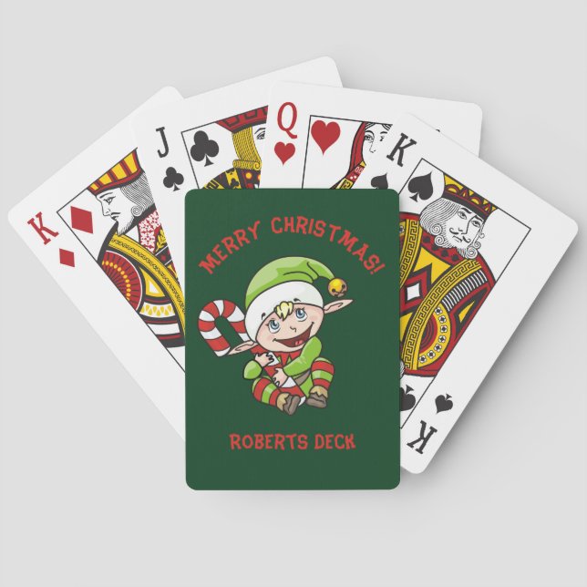 Jeu De Cartes Joli elfe avec Noël de canne à bonbon  (dos)